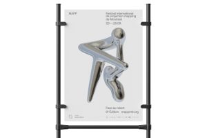 3个铁杆支架上海报样机vi贴图毕业设计展览效果图-26126