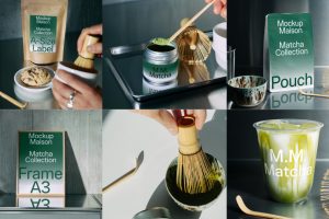 24个抹茶名片样机vi贴图塑料杯包装盒Maison效果图-B0030