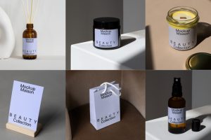 37个美妆品牌蜡烛香薰护肤乳液样机vi贴图名片卡片mockup.maison效果图-B0031