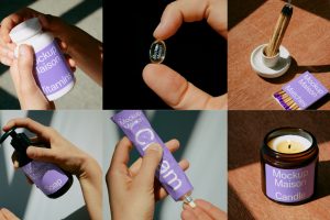 18个蜡烛香薰护肤乳液样机vi贴图护手霜维生素瓶子mockup.maisonYGAH效果图-B0032