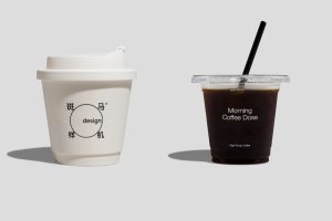 1个双层咖啡杯样机vi贴图美式冷饮塑料杯效果图-26315