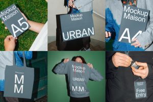 26个Urban Collection纸袋报纸样机vi贴图mockup.maison书籍T恤效果图-B0036