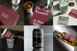 35个Chrome Collection汽水铝罐样机vi贴图mockup.maison杯垫菜单效果图-B0037