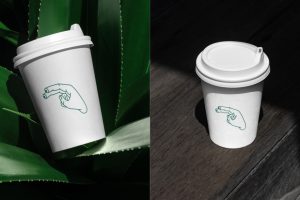 3个植物户外场景咖啡杯样机vi贴图露营周边效果图-26468