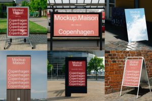 40个Copenhagen Collection 户外A字广告牌样机vi贴图公交站海报mockup.maison素材-B0047