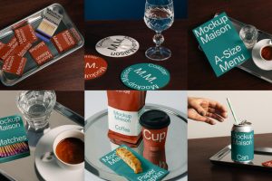 75个Gourmet Collection餐厅酒吧样机vi贴图杯垫酒水单mockup.maison素材-B0048