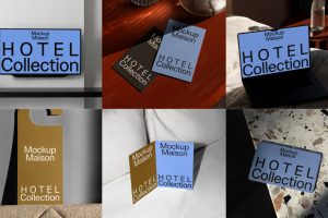 33个Hotel Collection酒店房卡名片样机vi贴图饮用水mockup.maison素材-B0052