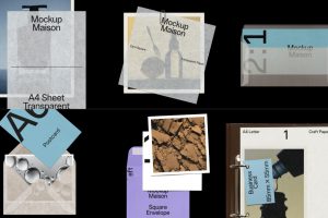 20个Paper Collection服装品牌样机vi贴图半透明硫酸纸信封贺卡效果图maison素材-B0053